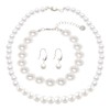 Pearl Jewelry Set for Women White Faux Pearls Necklace Earrings