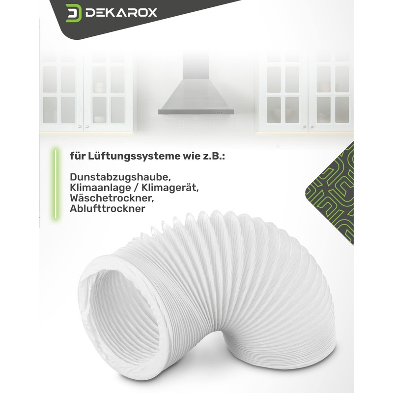 DEKAROX 1.5 m PVC Exhaust Hose Diameter 100/102 mm Flexible