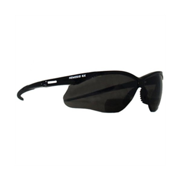 Reading Safety Glasses, Nemesis RX, Black Frame/Smoke Lens, +2.5