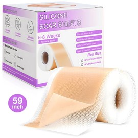Silicone Scar Sheets,Silicone Scar Tape,Scar Tape For Surgical Scars,Silicone Scar Removal Strips For Surgical,C-Section,Tummy Tuck,Keloid Scars Keloid Bump Removal - Length: 1.5M (59 X 1.6 Inch)