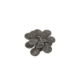 The Broken Token Prop Coins - 20mm Silver Ancient Greek Themed Gaming Coins Pack of 15, Historical Prop and Novelty Coins