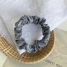 Otyou 6 Pack High Elasticity Satin Covering Hair Scrunchies Skinny Hair Ties Soft Scrunchy Bobbles Bonnet Ponytail Holder Wrist Band Hair Accessories for Girls,Kids Bikes,Plays Tennis (Grey)