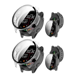 NOUKAJU 2pack Case for Garmin Forerunner 570-42mm, Protective Cover Smart Watch,Built-in 9H Tempered Glass Film, Hard PC,Easy to Install,Screen Protector for Garmin Forerunner 570 42mm(Clear+Clear)