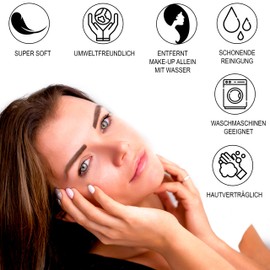 Microfibre make-up wipes in a set of 5, thoroughly removes any make-up, washable and reusable make-up wipes for daily facial cleansing