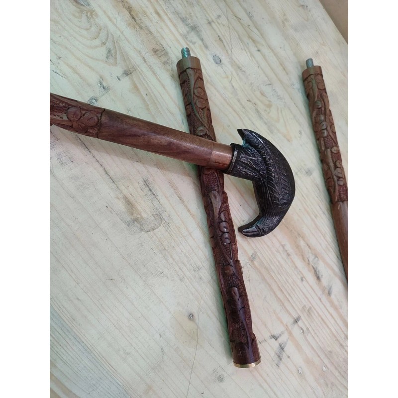 HEAD Antique Style Brass Raven Black Crow Head Handle For