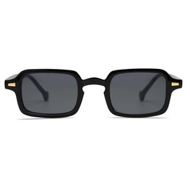 VANLINKER Retro Rectangle Sunglasses for Women Men Trendy Small 90s Square Vintage Shades VL9749 Black