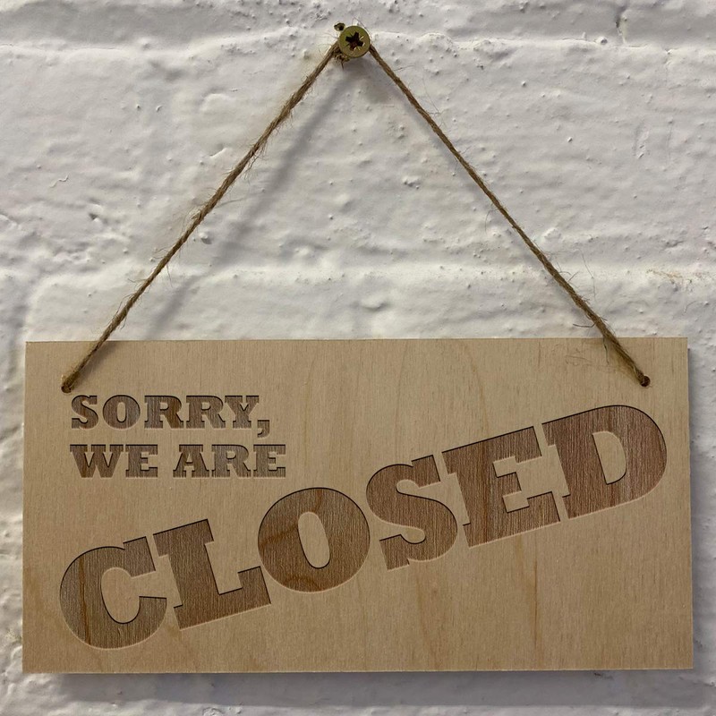 Cutncraft Designs Open Closed Sign Laser engraved Wooden Plaque Sorry
