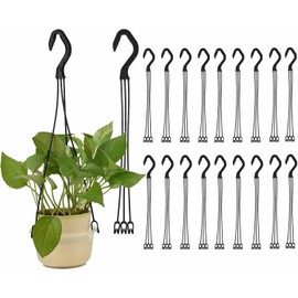 20 Pcs Plastic Hanging Basket Hooks Hanging Planter Holder Flower Pot Hangers for Outside and Indoor Small Flower Pots, Black