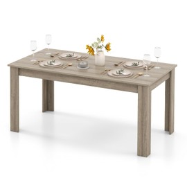 SILKYDRY 63-Inch Dining Table for 4-6 People, Rectangular Wooden Kitchen Table, L-Shaped Legs, 330 LBS Weight Capacity, Modern Farmhouse Dinette Table for Restaurant, Living Room, Family (Oak)