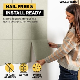 WALLHERO Corkboards for Wall, 59"x36" | 15 Pack | Cork Board Squares, Pin Up Board, Office Board for Wall, Big Bulletin Board, Cork Roll with Adhesive Backing (Sage Green)