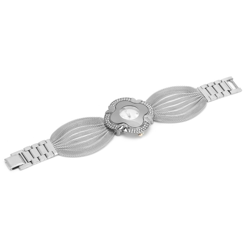 Flower Shape Dial Women Watch Wide Mesh Belt Quartz Elegant