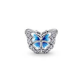 BEEUVIP Blue Butterfly Sparkling Charm 925 Sterling Silver Bead for Charm Bracelets and Necklaces, Birthday Mothers Day Jewelry Gifts Women