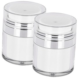 Baluue 2pcs Moisturizer Pump Dispenser Airless Push down Cream Containers for Lotions Travel-friendly Storage Jars Waste-reducing Design