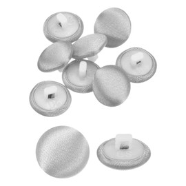 sourcing map 10pcs Satin Buttons 0.5" (12.5mm) Smooth Satin Covered Round Tuxedo Buttons with Shank Cloth Buttons for Bridal Wedding Dress Blouse Suits DIY, Silver