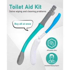 Extended Reach Butt Wiper Set - Includes 2 Toilet Aids for Wiping Tool and Butt Cleaner Bath Brush Long Handle - Bottom Buddy Wiping Aid for Disabled,Elderly,Pregnant（3 Pack）