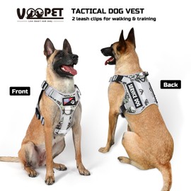 voopet Tactical Dog Harness - Military Emotional Support Service Dog Vest with Handle & Molle for Medium Large Dogs, Easy Control No Pull ESA Dog Vest with 6 Tags for Working Training