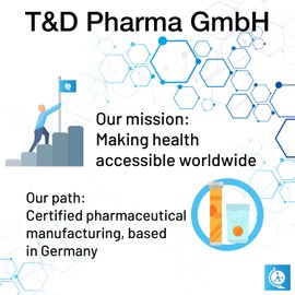 T&D German Multivitamin + Mineralien Drink Effervescent Tablets 60 Servings Pomegranate Flavour C 10 Vitamins + 2 Minerals C Made in Germany