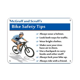 Aluminum Horizontal Metal Sign Multiple Sizes Bike Safety Rules! Follow Ideas for Safe A White Bicycle Traffic with Border Weatherproof Street Signage 10x7Inches
