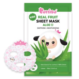 Puttisu Real Fruit Facial Mask Sheet for Kids, Children - Made with 100% Cotton, Moisturize, Sooths and Hydrates Skin (Aloe - Pack of 21)