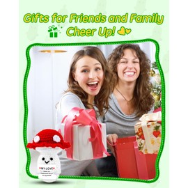 Positive Mushroom Gifts Love Support, Gifts for Her Him Friends Birthday Mother's Father's Day Wife Mom Dad Girlfriend, Crochet Mushroom Doll with Emotional Cards Cheer Up Desk Decors (My Love)