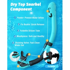 Zeligerstar Snorkel Set Adults, 3 Window Panoramic View Snorkel Mask Anti-Fog, Leak-Proof Scuba Diving Mask with Mesh Bag, Dry Top Mask and Snorkel Set for Adult and Teen