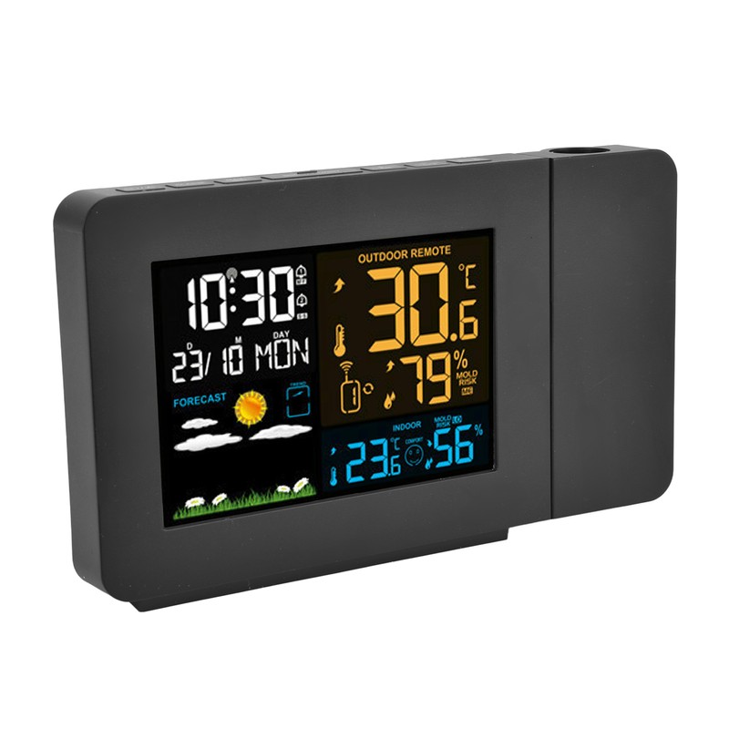 Indoor Outdoor Thermometer 60m Transmission Clock Projection Function Temperature Prediction