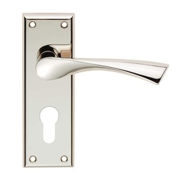 Carlisle Brass Serozzetta Venti Lever On Backplate - Euro 47.5mm - Polished Nickel - Includes a Pair of Handles & fixings