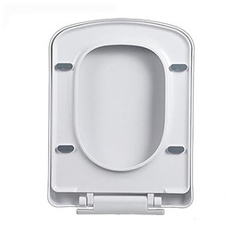 Asiento de inodoro con cierre Suave, tapa de inodoro cuadrada con bisagras ajustables de fijación Superior y 4 topes antideslizantes, asientos de inodoro de liberación rápida para UNA l(04D)