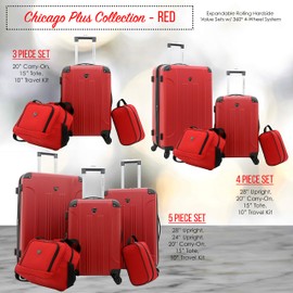 Travelers Club Chicago Hardside Expandable Spinner Luggage, Red, 5 Piece Set