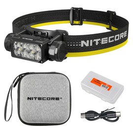 Nitecore HC65 UHE Headlamp, 2000 Lumen Max Heavy Duty Metal, USB-C Rechargeable with White, Red, and Reading Lights for Camping, Hiking, Hunting, and Industrial Works with LumenTac Organizer (Black)