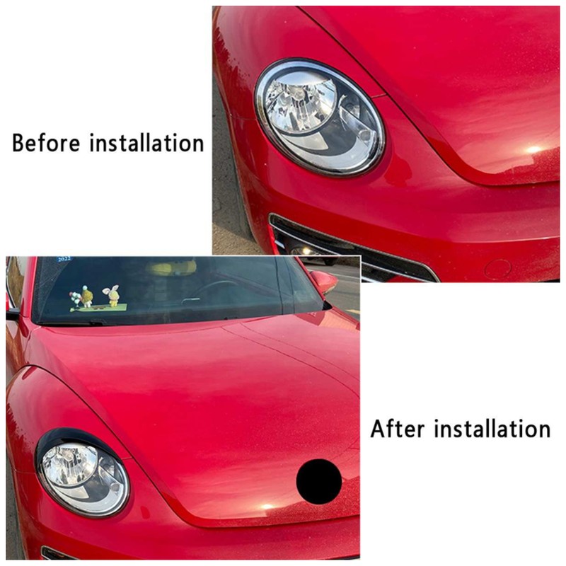 1 Pair Left Right Gloss Black Headlight Eyebrow Cover Trim