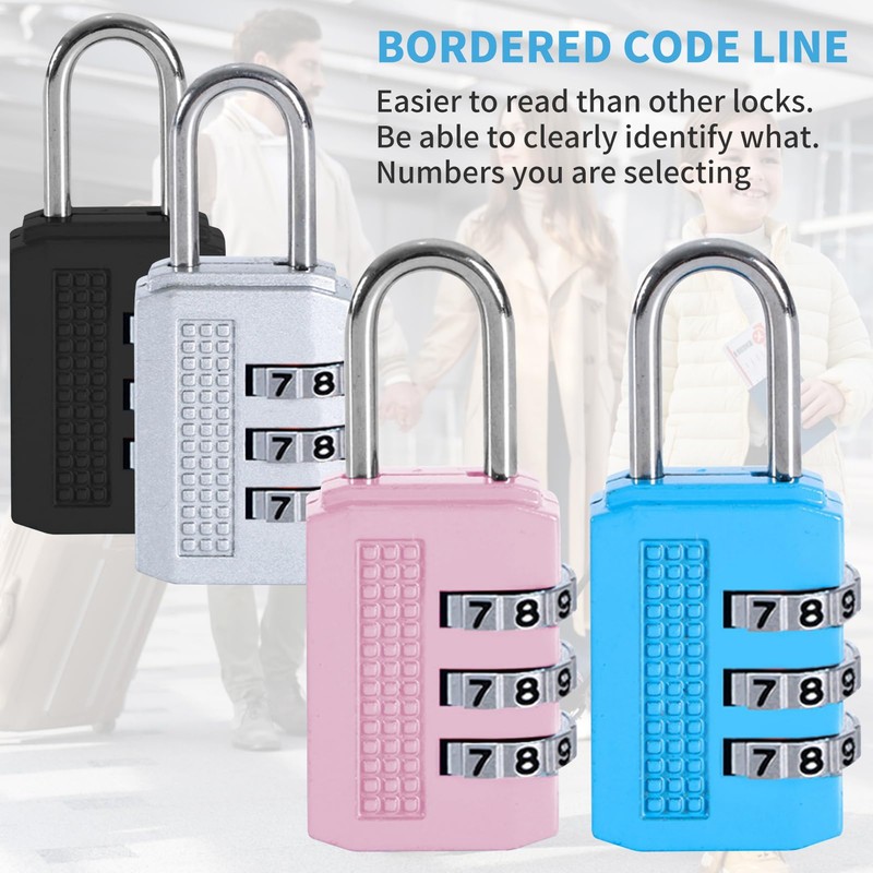 4 Pcs Luggage Locks Combination Padlocks Suitcase Locks Alloy Body