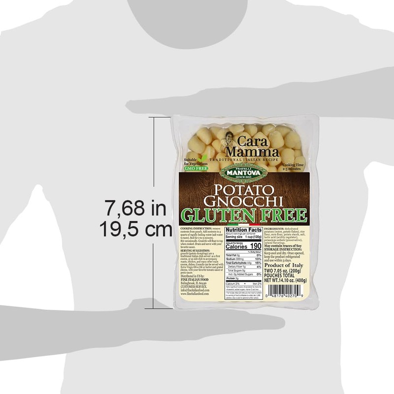 Mantova Gluten-Free Potato Gnocchi, 14.10oz, Product of Italy (Pack of