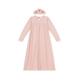 Petit Bateau Girls Long Sleeve Nightdress and Tiara, Saline/Rosewood