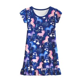 LQSZ Girls Nightgowns Short Sleeves Pajamas Fairy Unicorn Princess Casual Dress for Girls 9 10t