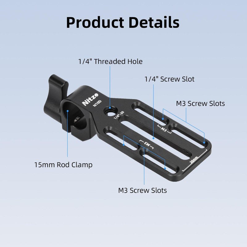 Nitze 15mm Rod Clamp Adapter with Mounting Plate for Monitor,