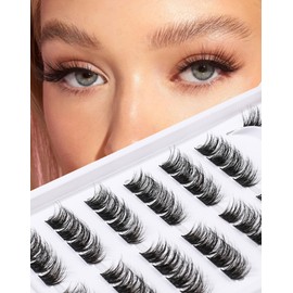 Lash Clusters Fluffly Eyelash Extension DD Curl Individual Lashes Wispy Cluster Lashes Natural Look 12-14MM Manga Eyelash Cluster DIY Lash Extension at Home