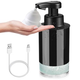 RRSilvia Automatic Foaming Soap Dispenser Touchless, Foam Soap Dispensers, Black Foam Hand Soap Dispenser Automatic Bathroom, Kitchen Auto Soap Dispenser touchless (Acrylic, Foam)