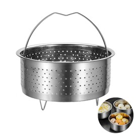 Steamer Insert, Cooking Vegetable Steamer Basket, Stainless Steel Steamer Basket with Handle and Tripod Base, Steamer Insert Stainless Steel for Cooking Pots, Pans and Rice Cookers (17.5 cm)