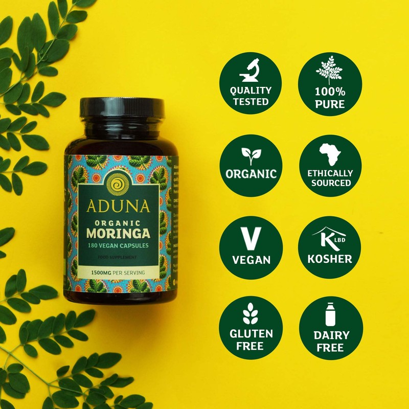 Aduna Pure Moringa Capsules 1500mg | 180 Vegan Moringa Capsules