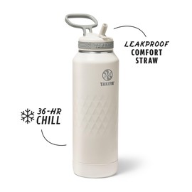 Takeya Sport 40 oz Triple-Insulated Stainless Steel Water Bottle – Leakproof, Sweatproof, BPA-Free, Keeps Drinks Cold 36 Hrs, Hot 14 Hrs – Alpine