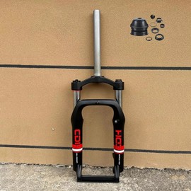 DONSP1986 20 inch x 4.0 Fat Tire Bike Fork, 1-1/8" Threadless Suspension Bicycle Fork 20" Single Shoulder, Snow Beach MTB E-Bike Fork, Manual Lockout, 9mm Quick Release, Disc Brake (Fork & Headset)