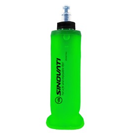 SINOVATI TPU Foldable Water Bottles, Soft Flask, Water Bottle, BPA-Free Sports Bottle for Hydration Backpack, Bicycle, Hiking, Jogging, Trekking, Camping and Climbing (Green, 250 ml)