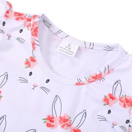 Toddler Girls Dress Bunny Rabbit Easter Eggs Print Dresses Flutter Sleeve Outfits 6-7Y