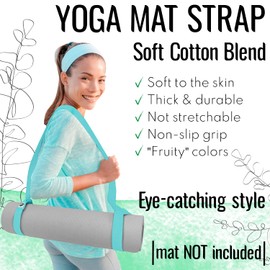 TECEUM Yoga Mat Strap – 30+ Colors – Adjustable Mat Holder Sling Carrier for All Mats [Mat Not Included]