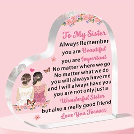 FMCC Gifts for Sister, Acrylic Plaque Sister Birthday Gifts, Sister Christmas Graduation Gifts, Sister Gifts from Sister for Women Girls Beautiful Sister