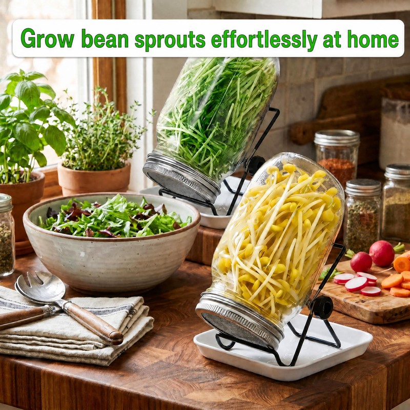 4 Large 1000ML Wide Mouth Mason Jar Sprouting Kit, with