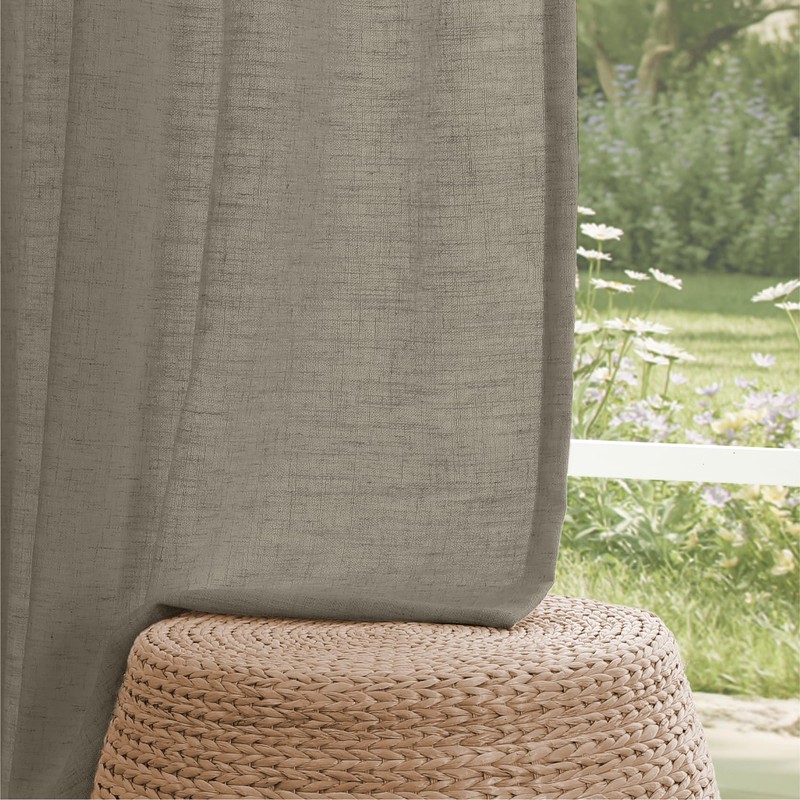 Pinch Pleated Semi Sheer Linen Curtains 108 Inches Long, Taupe