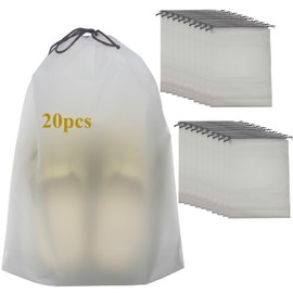 20 packs Drawstring Shoe Bags, 15.8" x 11.9" Travel Shoe Bags for Travel Packing, Waterproof & Reusable Transparent Travel Shoe Storage Bag– Ideal for Travel and Organization