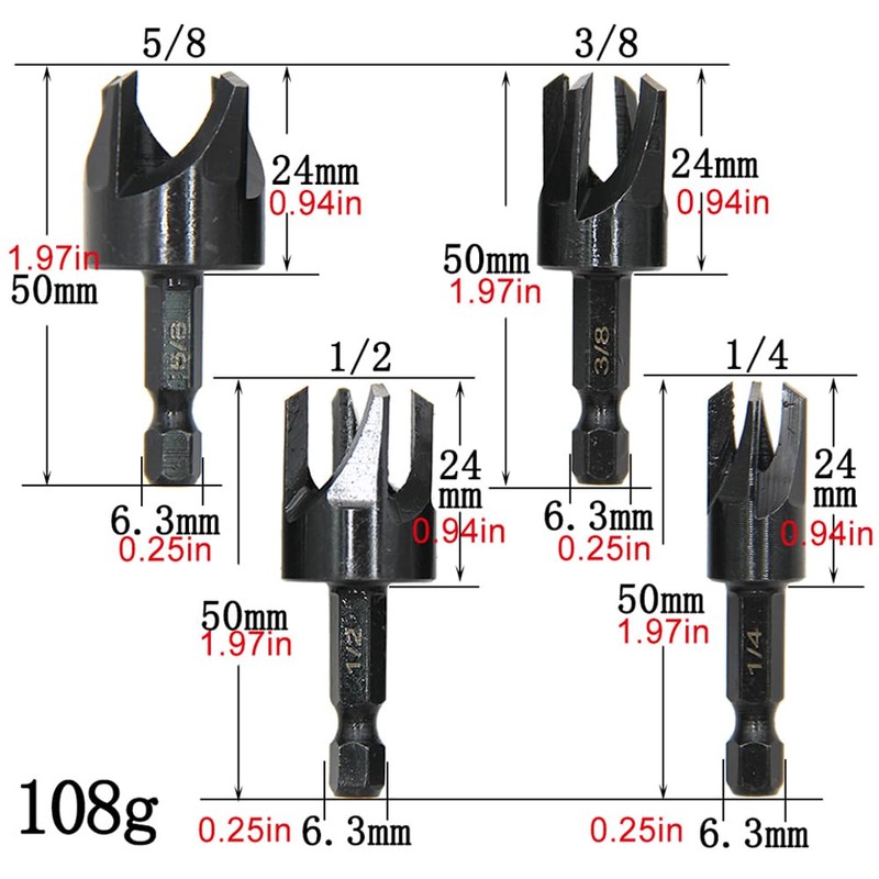 Eyech 8Pcs Wood Plug Cutter, Carbon Steel Straight and Taper